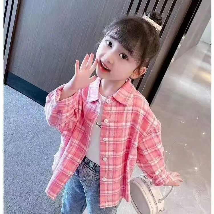 Áo Sơ Mi Caro Tay Dài Thời Trang Cho Bé Gái