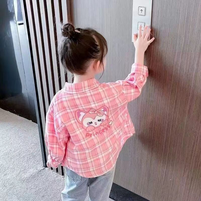 Áo Sơ Mi Caro Tay Dài Thời Trang Cho Bé Gái