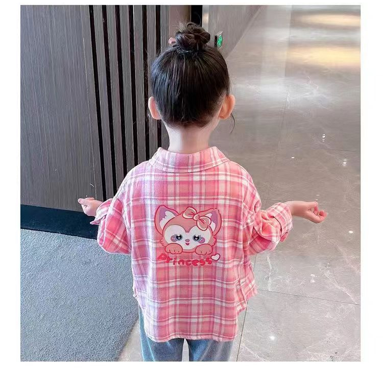 Áo Sơ Mi Caro Tay Dài Thời Trang Cho Bé Gái