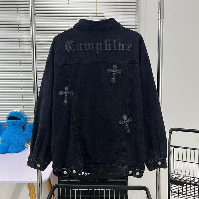 Áo Khoác Jean Thêu Chữ Thập Thời Trang Nam
