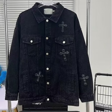 Áo Khoác Jean Thêu Chữ Thập Thời Trang Nam