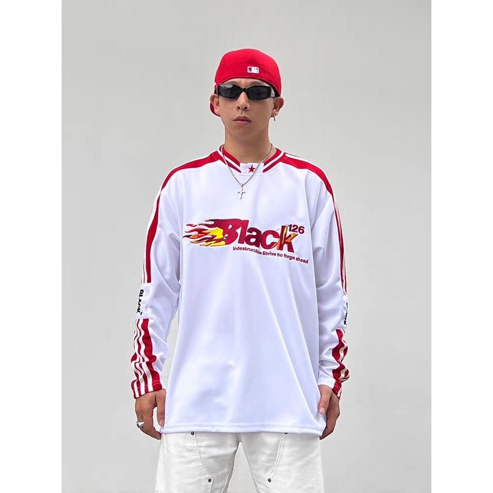 Vòng Cổ Phong Cách vintage Cho Nữ| Áo Thun Bóng Chày Tay Dài In Chữ Phong Cách Đường Phố Mỹ Thời Trang Cho Nam Và Nữ