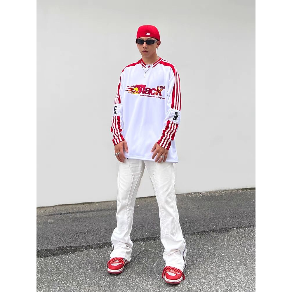 Vòng Cổ Phong Cách vintage Cho Nữ| Áo Thun Bóng Chày Tay Dài In Chữ Phong Cách Đường Phố Mỹ Thời Trang Cho Nam Và Nữ