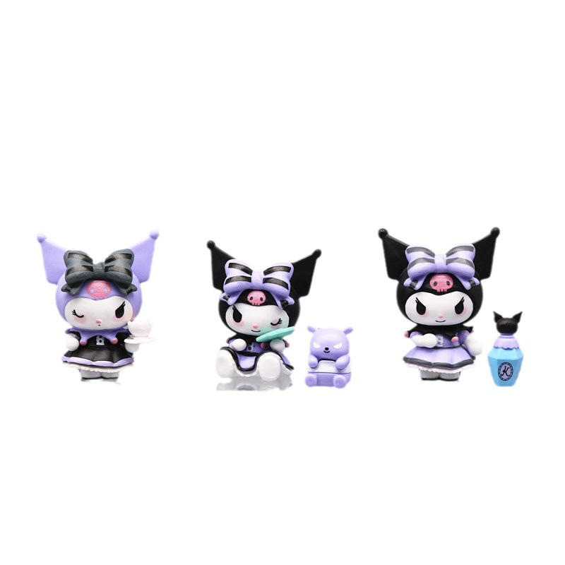 SANRIO Set 6 Mô Hình Nhân Vật Phim Hoạt Hình kuromi 7cm Trang Trí Bánh Kem
