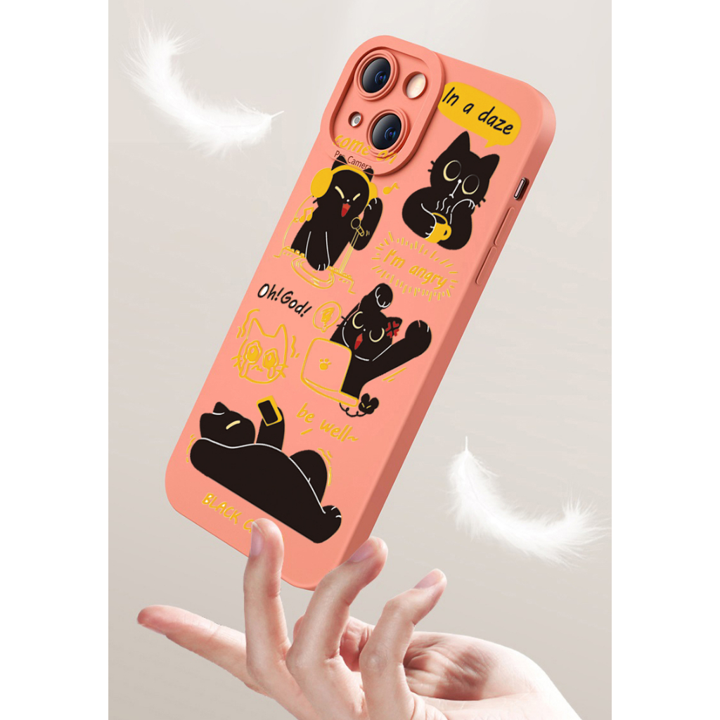 Bao Da Điện Thoại Hình Vuông Họa Tiết Mèo Dễ Thương Cho oppo reno7 4g reno6 reno8 z 5g reno5 f reno2 f reno3 reno4 a17 a17k a77s a57s Ốp