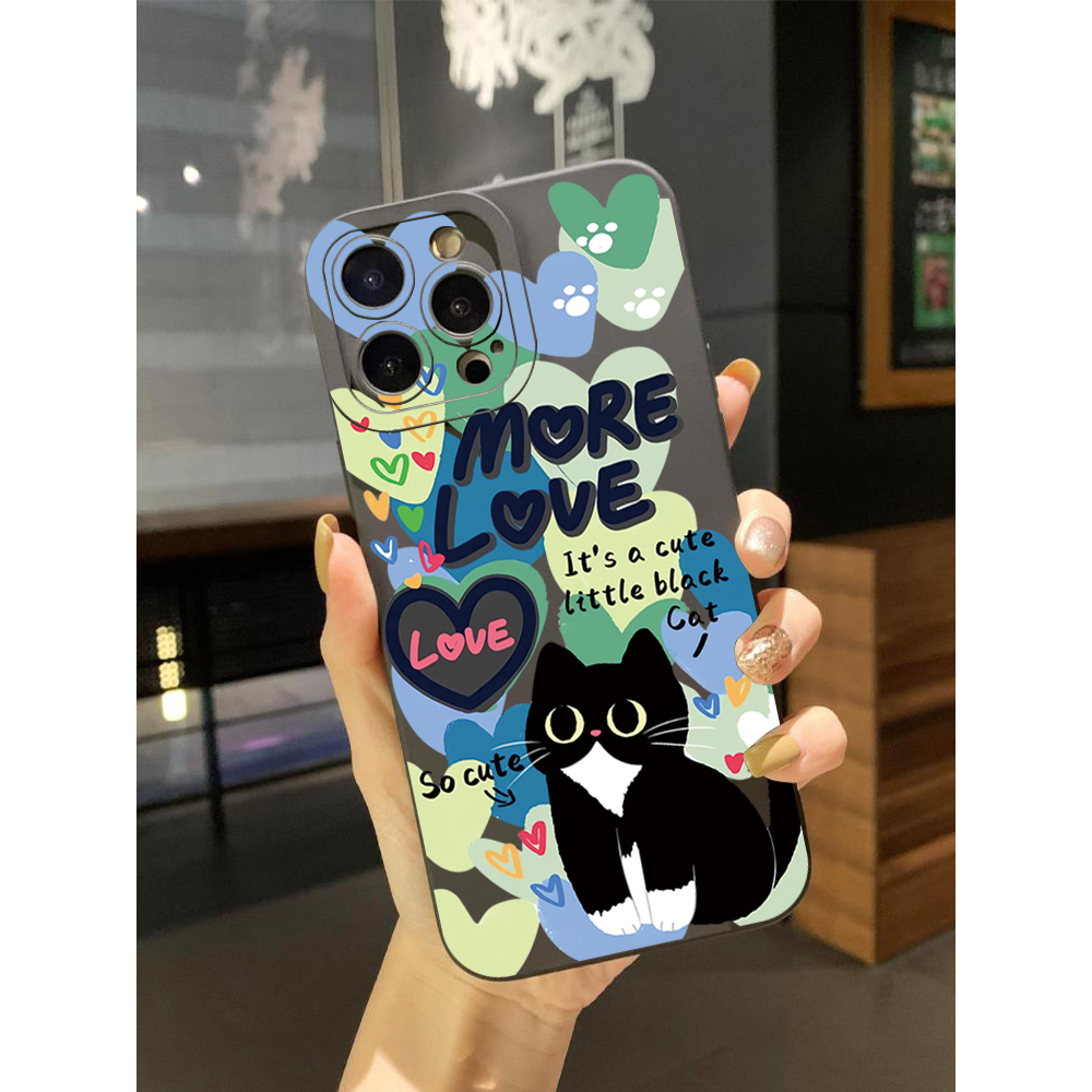 Bao Da Điện Thoại Hình Vuông Họa Tiết Mèo Dễ Thương Cho oppo reno7 4g reno6 reno8 z 5g reno5 f reno2 f reno3 reno4 a17 a17k a77s a57s Ốp