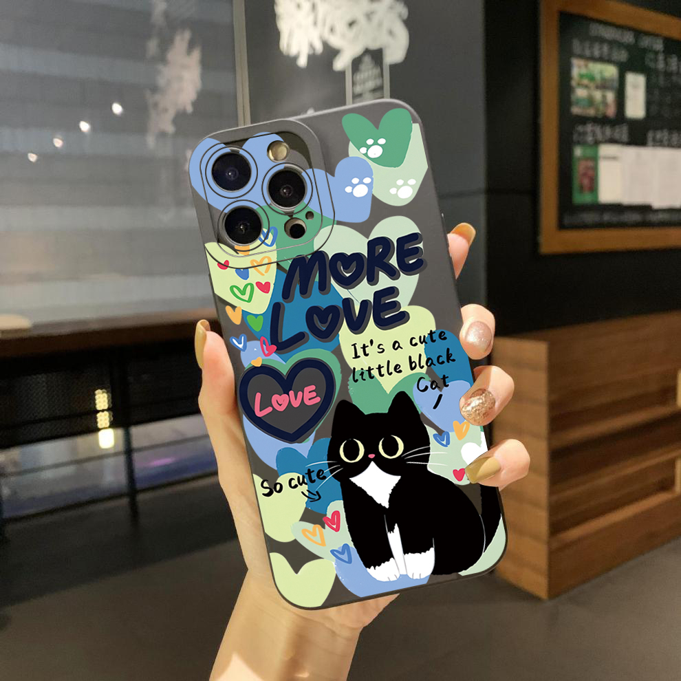 Bao Da Điện Thoại Hình Vuông Họa Tiết Mèo Dễ Thương Cho oppo reno7 4g reno6 reno8 z 5g reno5 f reno2 f reno3 reno4 a17 a17k a77s a57s Ốp