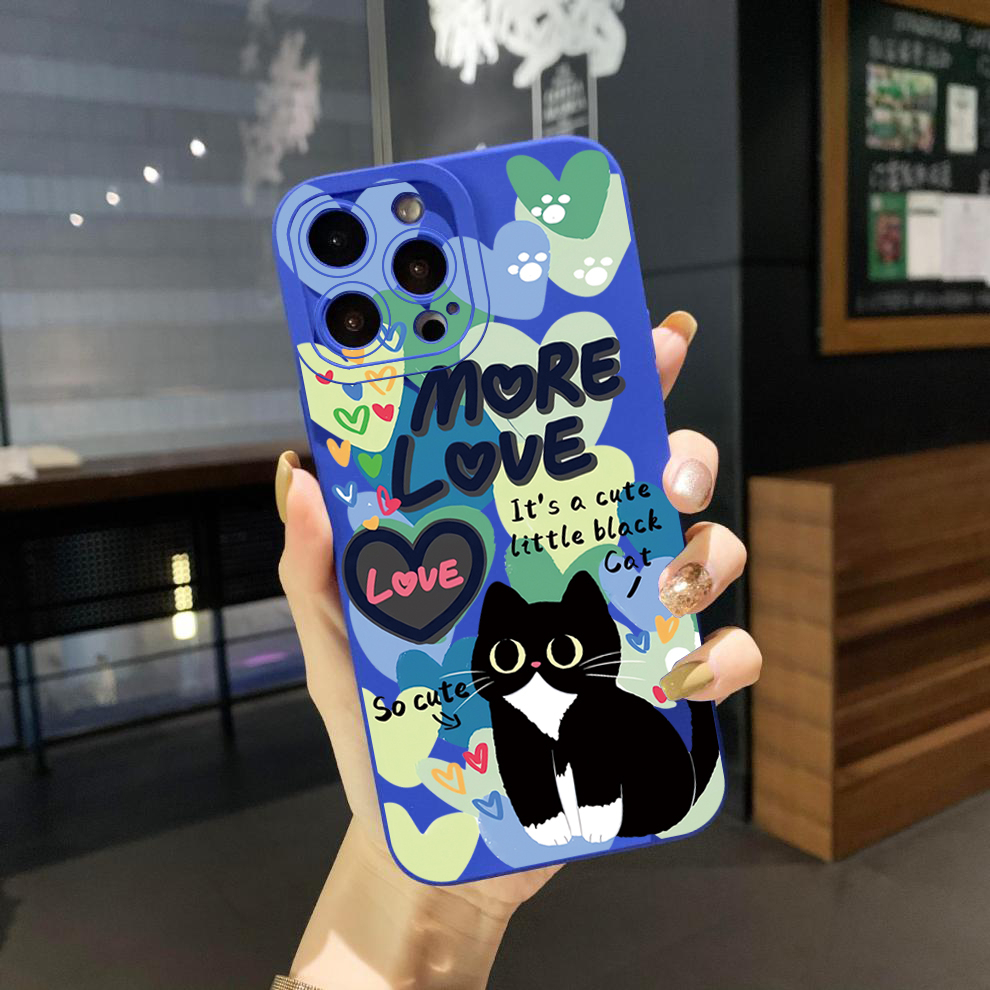 Bao Da Điện Thoại Hình Vuông Họa Tiết Mèo Dễ Thương Cho oppo reno7 4g reno6 reno8 z 5g reno5 f reno2 f reno3 reno4 a17 a17k a77s a57s Ốp