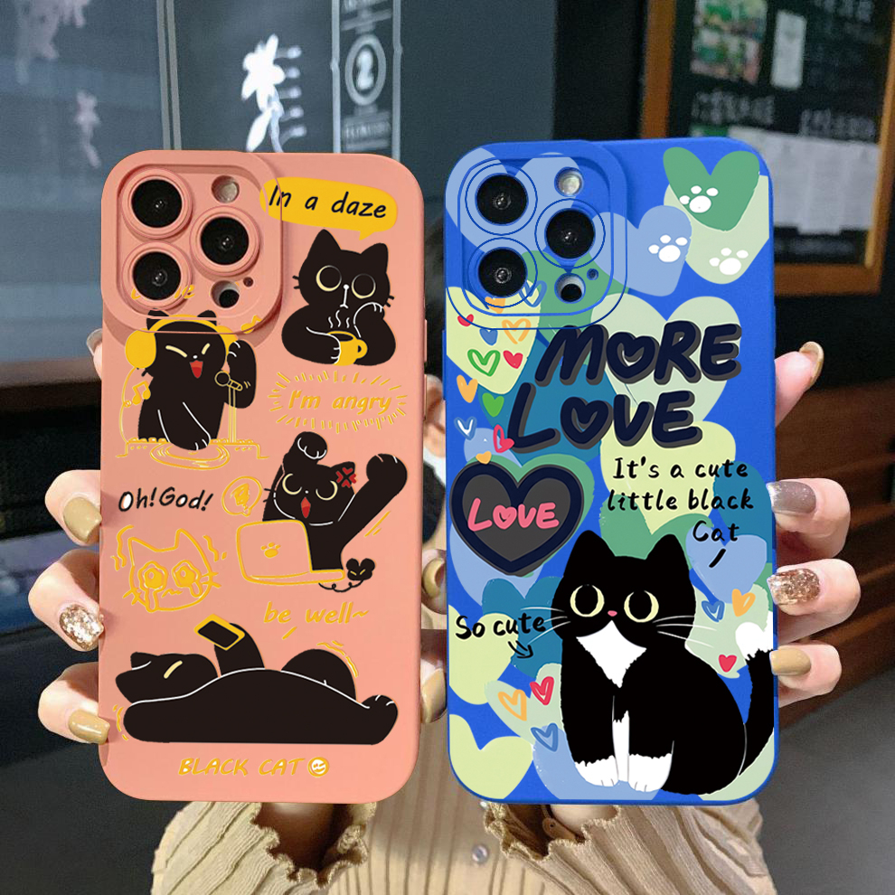 Bao Da Điện Thoại Hình Vuông Họa Tiết Mèo Dễ Thương Cho oppo reno7 4g reno6 reno8 z 5g reno5 f reno2 f reno3 reno4 a17 a17k a77s a57s Ốp