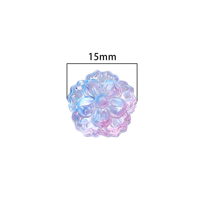 Set 10 Hạt Thủy Tinh 15mm Hình Hoa Làm Trang Sức diy