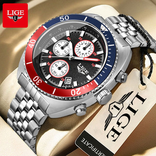 LIGE Đồng Hồ Chính Hãng Thời Trang Nam Đồng Hồ Chống Thấm Nước Thép Không Gỉ Thể Thao Chronograph Thương Hiệu Đồng Hồ Đeo Tay Thạch Anh