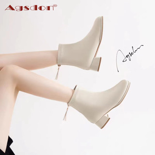 Agsdon Giày Bốt martin Nữ Cổ Cao Phong Cách Anh Quốc Mới 2025