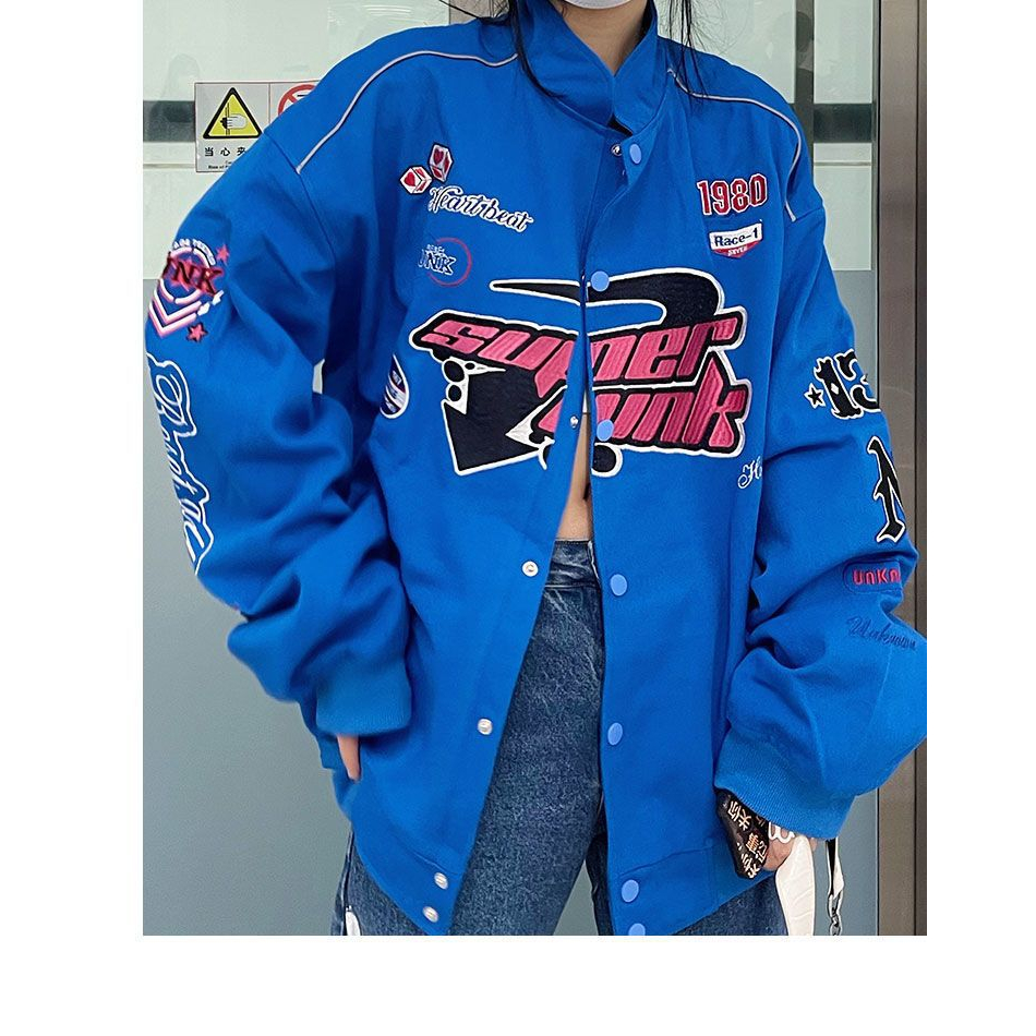 LIVE GREAT  Áo Khoác Bóng Chày Dày Dặn In Họa Tiết Phong Cách retro Cho Nữ