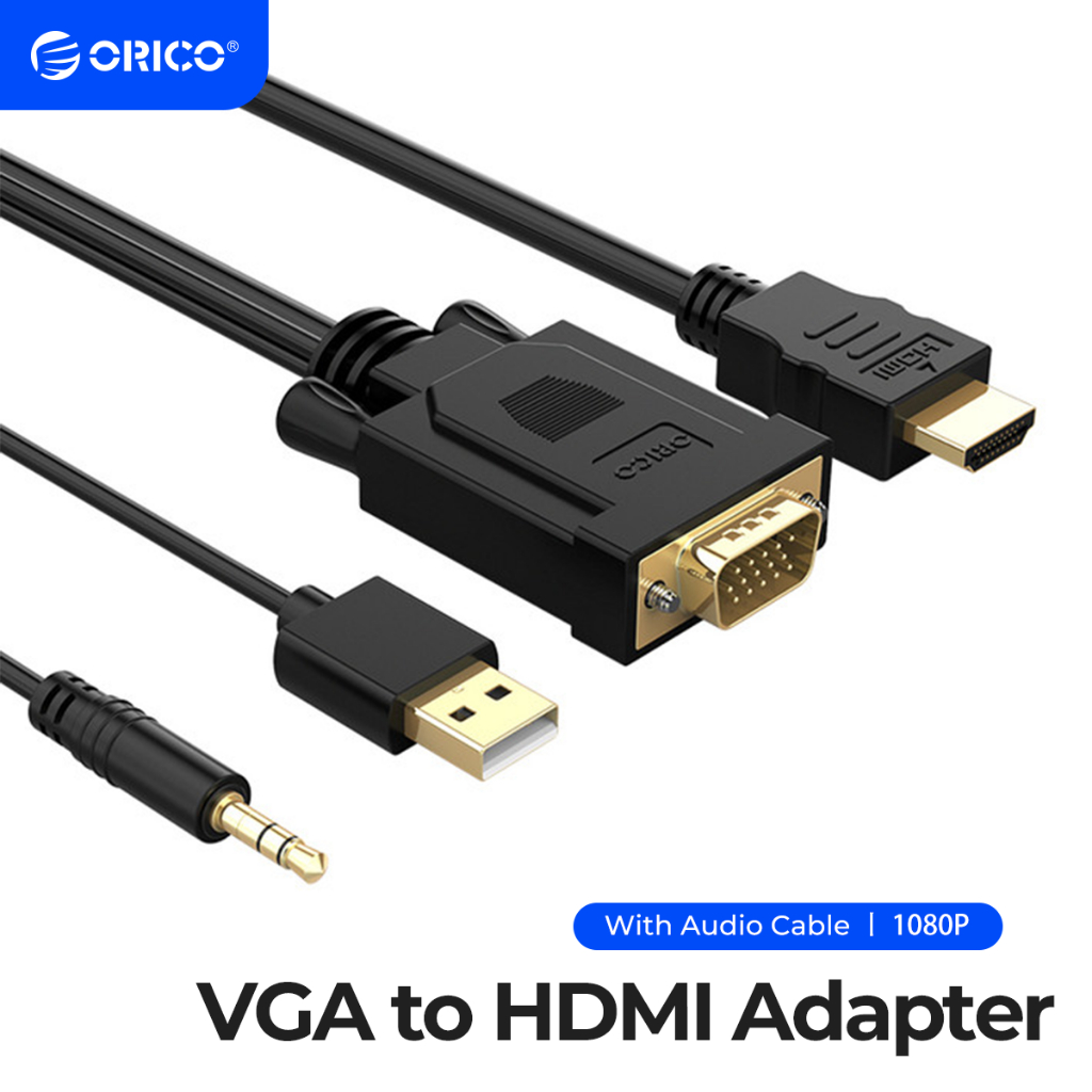 Bộ chuyển đổi orico vga sang hdmi với cáp âm thanh hỗ trợ nguồn điện bộ chuyển đổi 1080p cho điện thoại máy tính xách tay máy tính bảng máy chiếu tv (xd-vath)