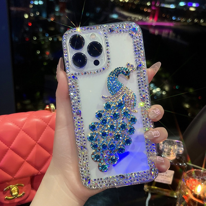 Ốp lưng Oppo Reno 10 Pro 8t 8z 8 7z 7 6 5 4 3 6z 6 Pro 8 Pro 2f 2 F9 Pro F11 Pro F5 Youth F7 F1s A93 A94 A91 rhinestone peacock transparent soft phone case
