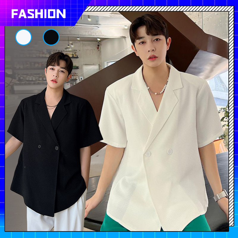 Áo sơ mi nam ngắn tay Màu Trơn mùa hè thời trang áo sơ mi oversize phong cách hàn quốc Cá Tính áo sơmi Form Rộng retro fashion Mới 2023