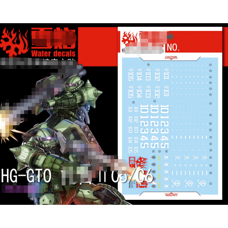 Decal xueyan cho hg-12 gto zaku ii c5 / c6 huỳnh quang