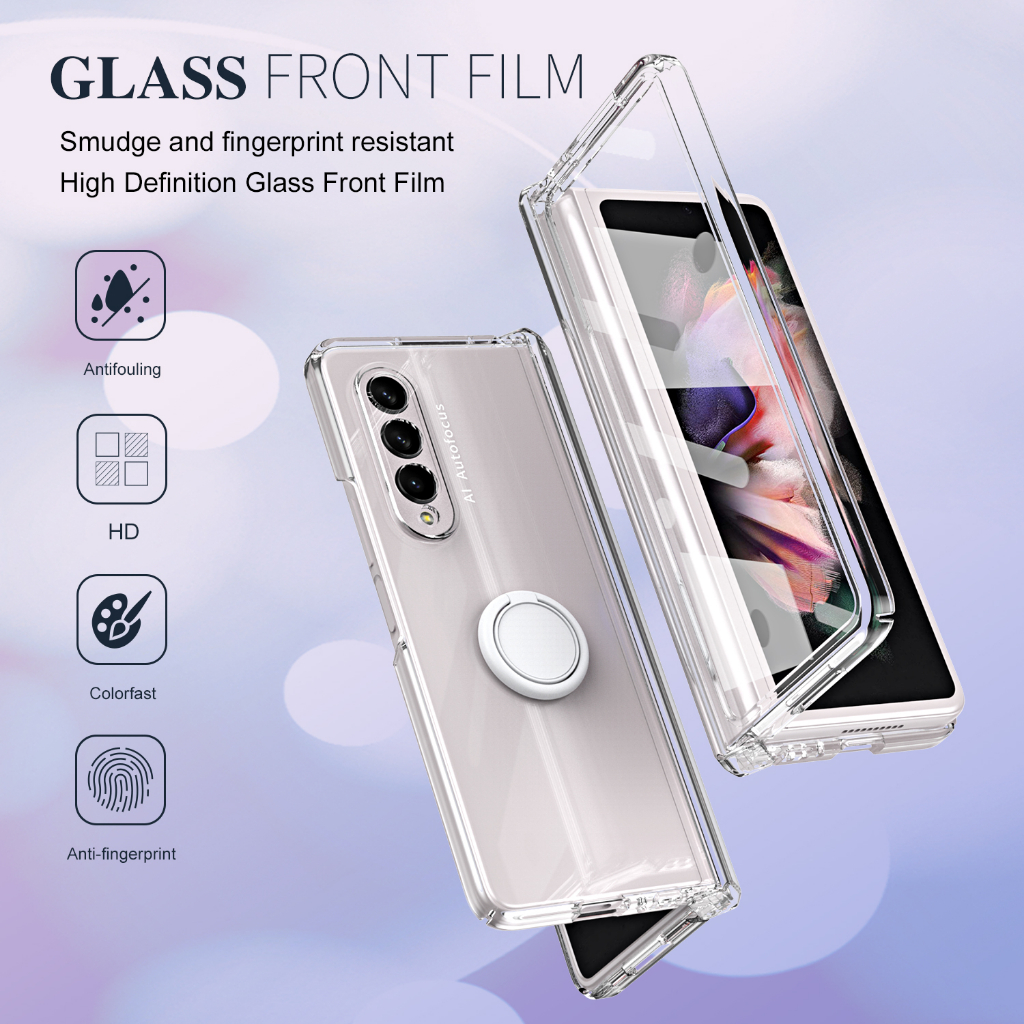 Ốp Bao Da Điện Thoại Siêu Mỏng Có Nhẫn Gài Cho samsung galaxy z fold 5 3 4 2 fold5 fold4 fold3 fold2