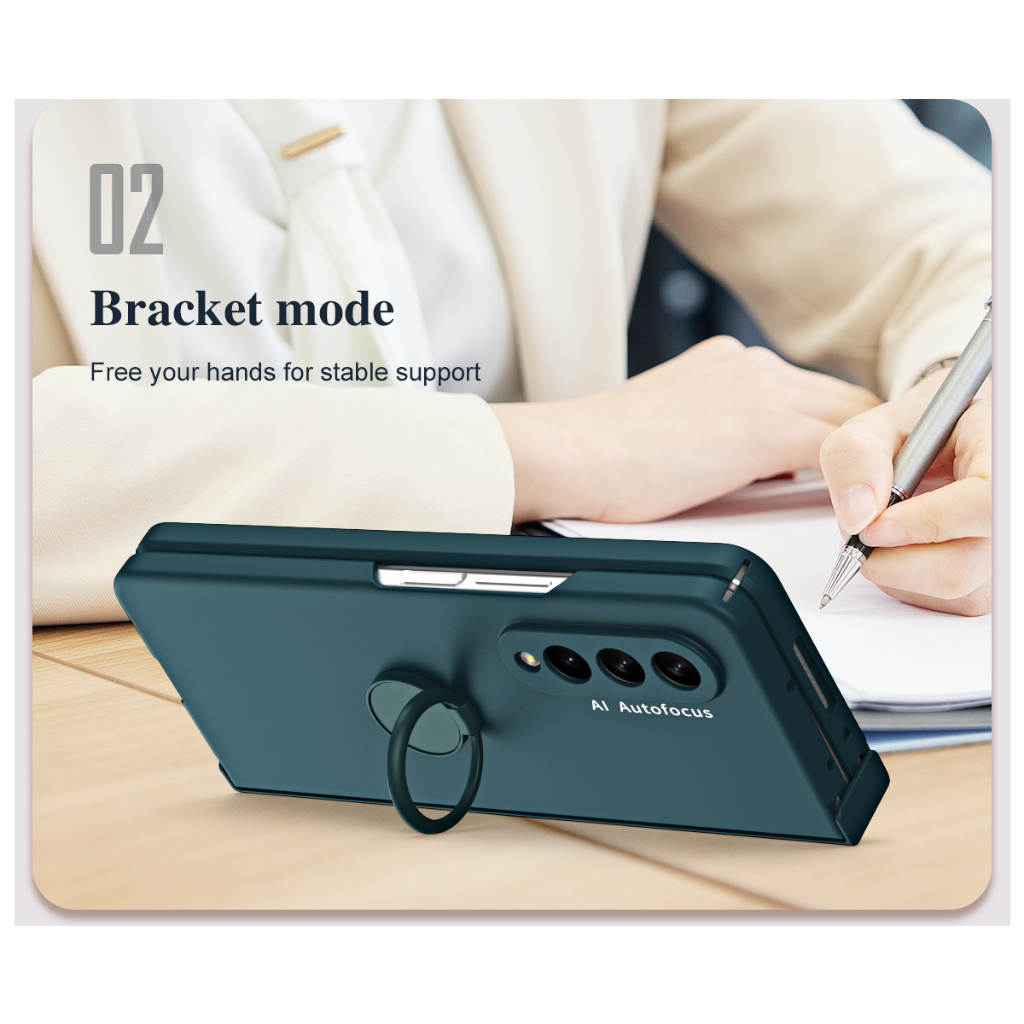 Ốp Bao Da Điện Thoại Siêu Mỏng Có Nhẫn Gài Cho samsung galaxy z fold 5 3 4 2 fold5 fold4 fold3 fold2