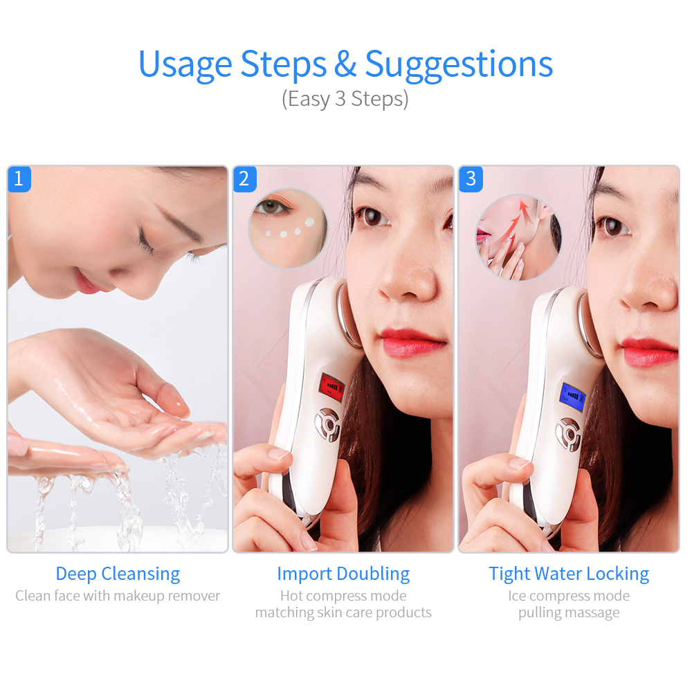 Máy rung FOREVERLILY massage nâng cơ mặt 5 trong 1 ion EMS đèn LED RF photon trẻ hóa làn da