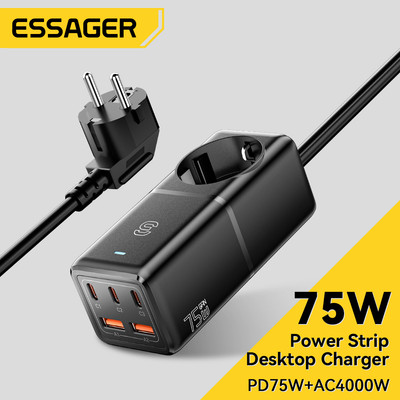 Essager Cốc Sạc Nhanh 6 Cổng type c 75w eu gan Cho Ps samusng mac laptop pd qc 3.0