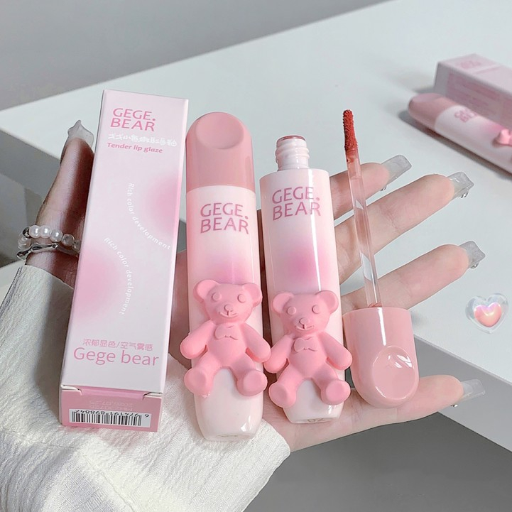 Gege bear Son môi có dưỡng màu sắc tự nhiên chống thấm nước xinh xắn