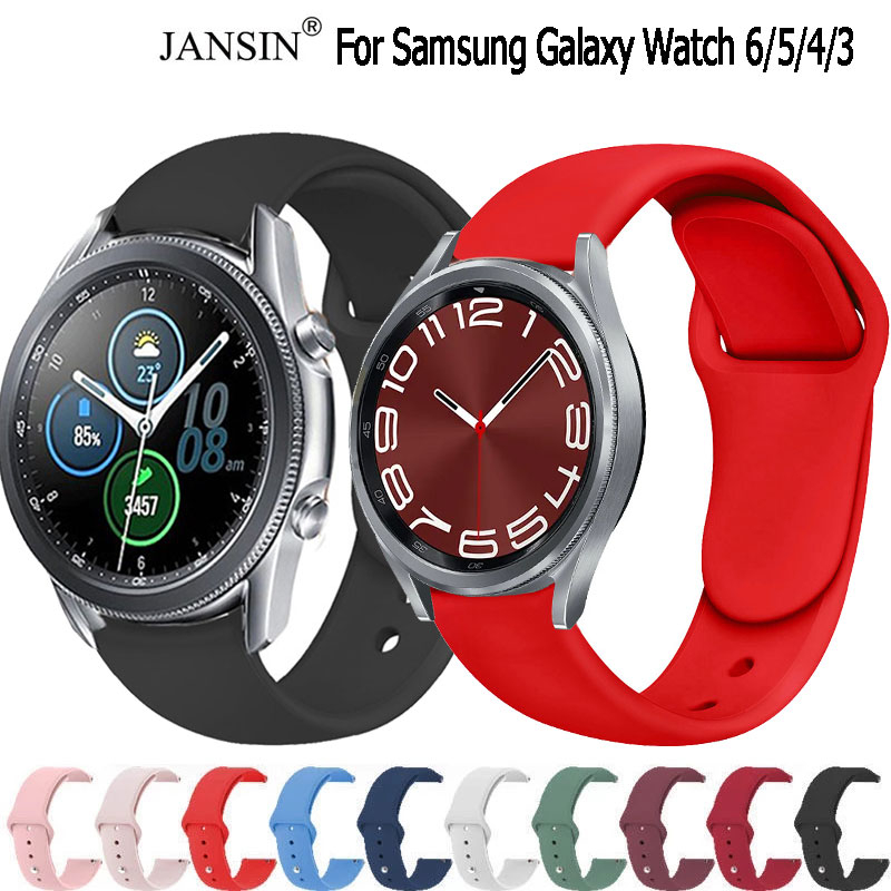 Jansin Dây Đeo Silicone Mềm Cho Đồng Hồ Thông Minh Samsung Galaxy Watch 6 Classic 5 5 Pro 4 3 40mm 41mm 44mm 45mm 43mm 47mm