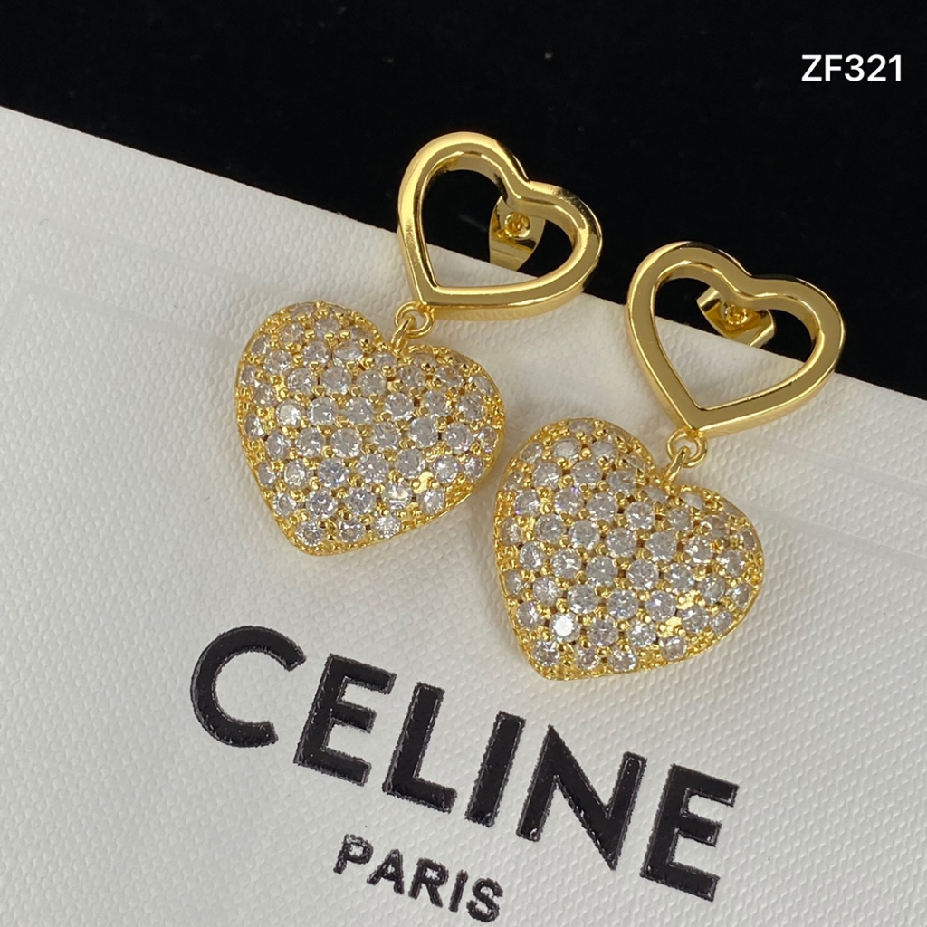 Bông Tai Hình Trái Tim Đính Kim Cương Phong Cách vintage Mới 2023