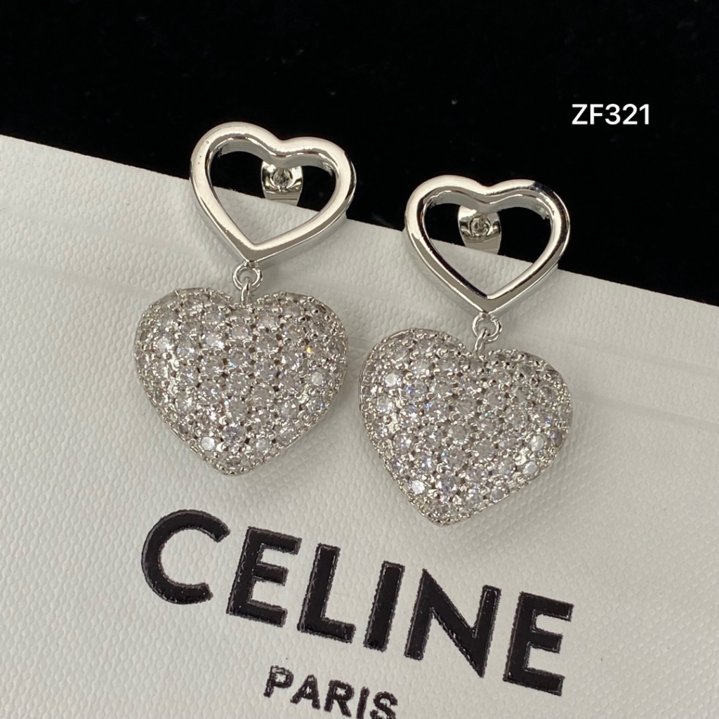 Bông Tai Hình Trái Tim Đính Kim Cương Phong Cách vintage Mới 2023