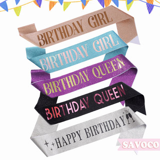 SAVOCO Party Sinh nhật Cô gái Ruy băng Vai Nữ hoàng ngọt ngào Satin Sash Đồ dùng kỷ niệm sinh nhật Phụ kiện SP002