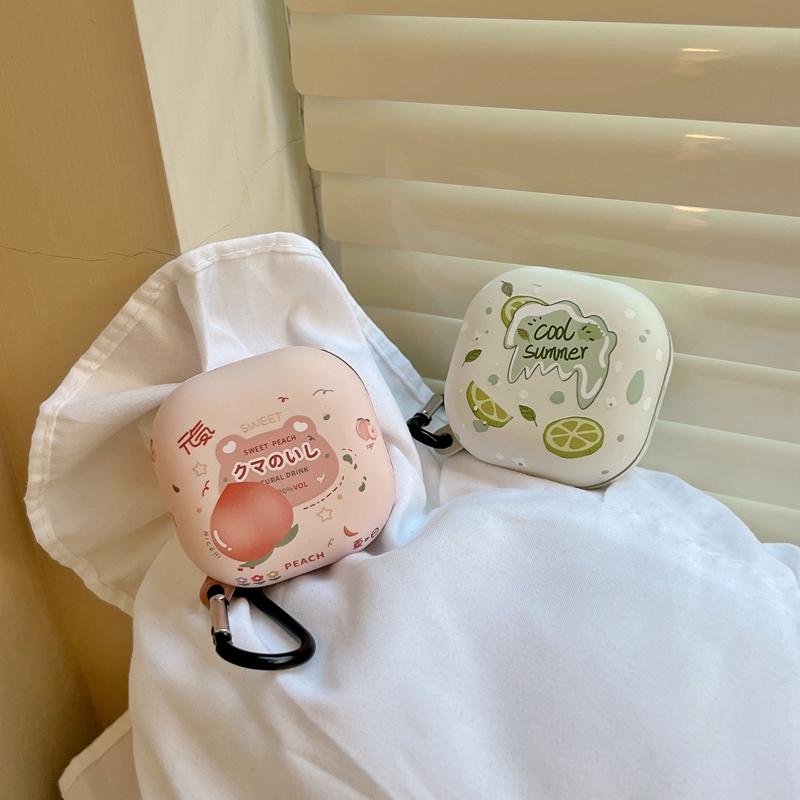 Đối với Samsung Galaxy Buds Live TWS Summer Peach Fruit Earphones Case cho Samsung Buds 2 Hộp đựng cặp đôi hoạt hình phi hành gia gấu dễ thương cho Samsung Buds Pro Vỏ bảo vệ chống rơi