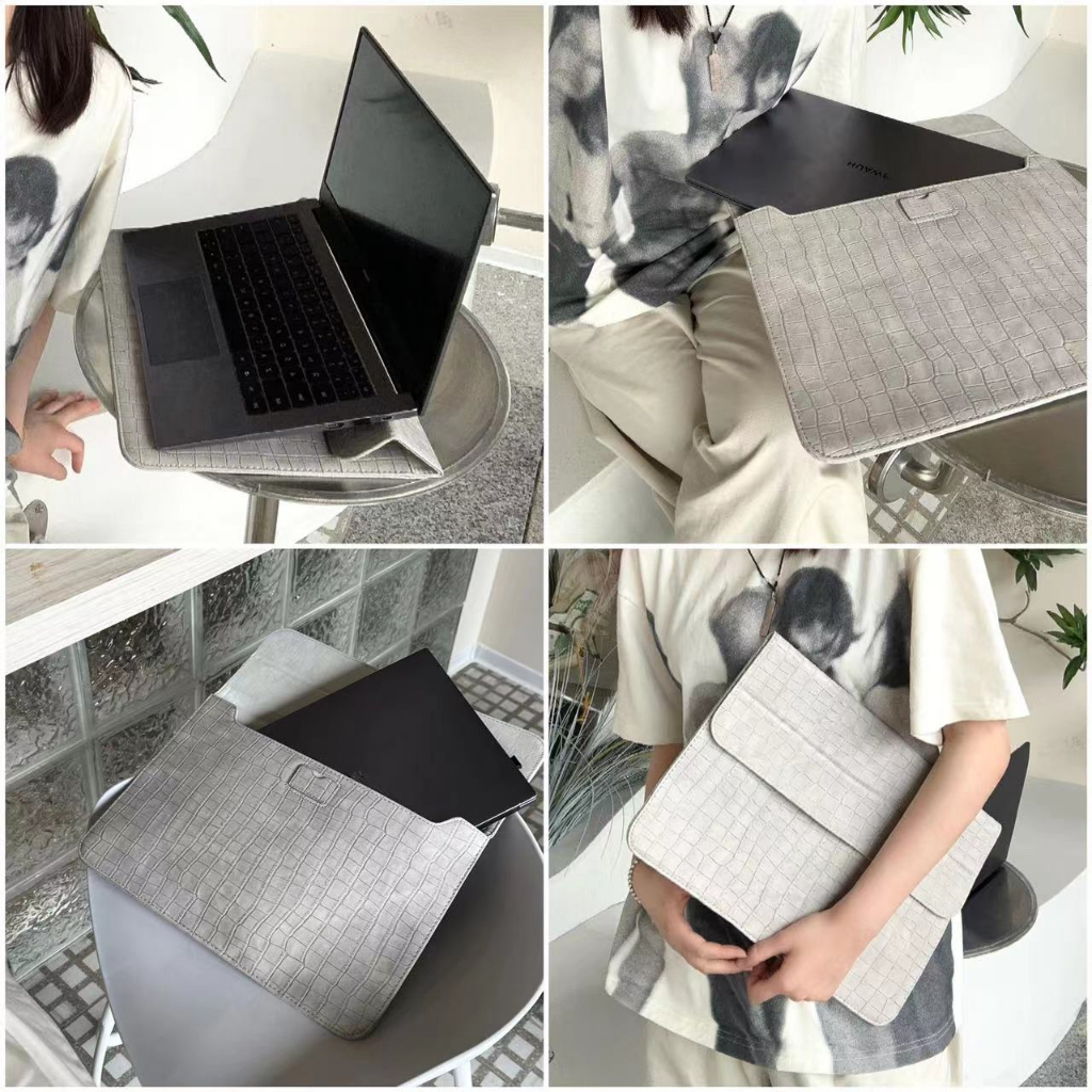 Túi Đựng Laptop Da PU Đế Laptop Đa Năng 2in1 Tương Thích Với Laptop 13/13.3/14/15 Inch
