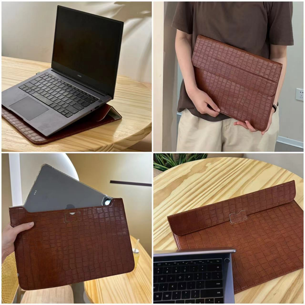 Túi Đựng Laptop Da PU Đế Laptop Đa Năng 2in1 Tương Thích Với Laptop 13/13.3/14/15 Inch
