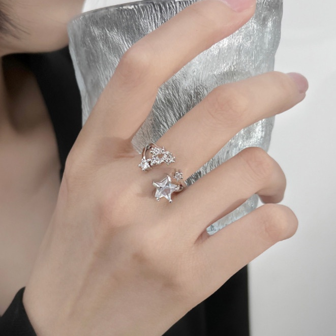 Nhẫn Hở Hình Ngôi Sao Lấp Lánh Sang Trọng Cho Nữ
