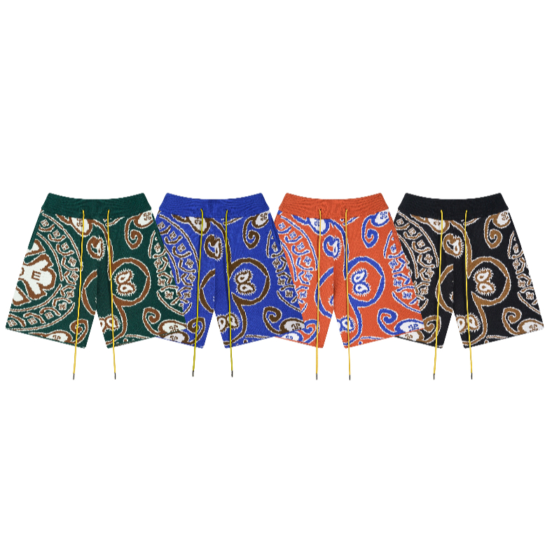 Quần Short Dệt jacquard Dệt Kim Lưng Thun Dáng Rộng Nhiều Màu Sắc rhude cashew Hoa Cổ Điển Đường Phố Cao Cấp