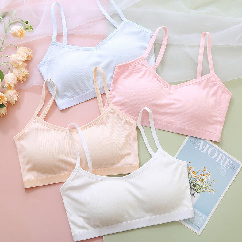Áo Ngực Có Mút Mềm Màu Trơn Thoáng Khí Dành Cho Bé Gái 10-16 Tuổi