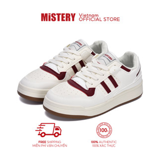 MiSTERY Giày Thể Thao Da Nữ Màu Đỏ 3cm Tăng Chiều Cao Hàn Quốc Sneakers MIS-701