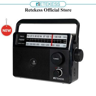 Radio am retekess tr633 có ăng ten 3.5mm hỗ trợ pin aa