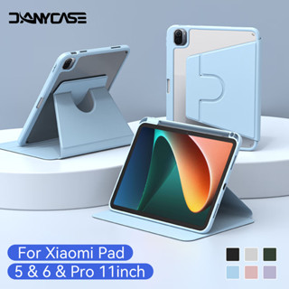 360° Ốp lưng Acrylic xoay cho Xiaomi Pad 7 / 7 Pro 11.2 inch MiPad 6SPro 12.4in 2024 Pad 6 Mi Pad 5 Pro 11inch 2023 Vỏ da máy tính bảng có giá đỡ bút chì