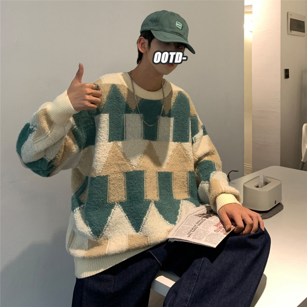 Áo Len Tay Dài Cổ Tròn Thời Trang Phong Cách hong kong Cho Nam