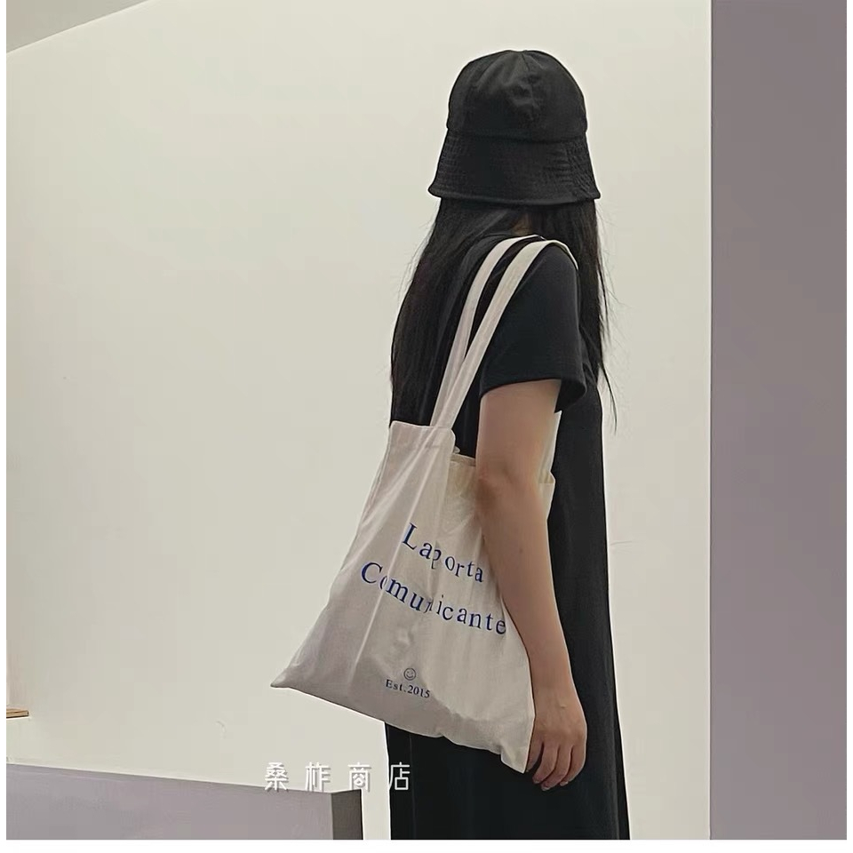 Allcheer Túi Đeo Vai Vải canvas In Hình Mặt Cười Và Chữ Đơn Giản Phong Cách Nhật Hàn Thời Trang Cho Nữ