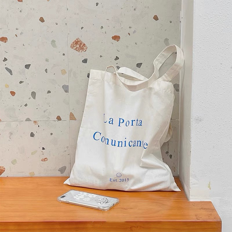 Allcheer Túi Đeo Vai Vải canvas In Hình Mặt Cười Và Chữ Đơn Giản Phong Cách Nhật Hàn Thời Trang Cho Nữ