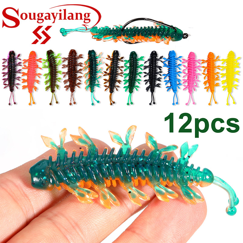 Sougayilang 12 Mồi Câu Cá Giả Hình Con Tắc Kè Bằng Silicon Mềm 5.5cm / 7cm