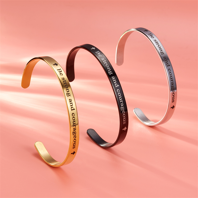 Thời Trang Vòng Tay Thép Không Gỉ Khắc Chữ her will not fail Cho Nam Và Nữ