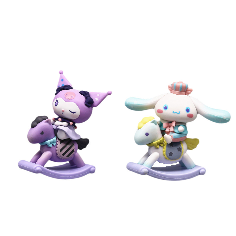 SANRIO Set 6 Mô Hình Mô Phỏng Nhân Vật Phim Hoạt Hình kuromi my melody pochacco Cinamorol pom purin trojan ride horse
