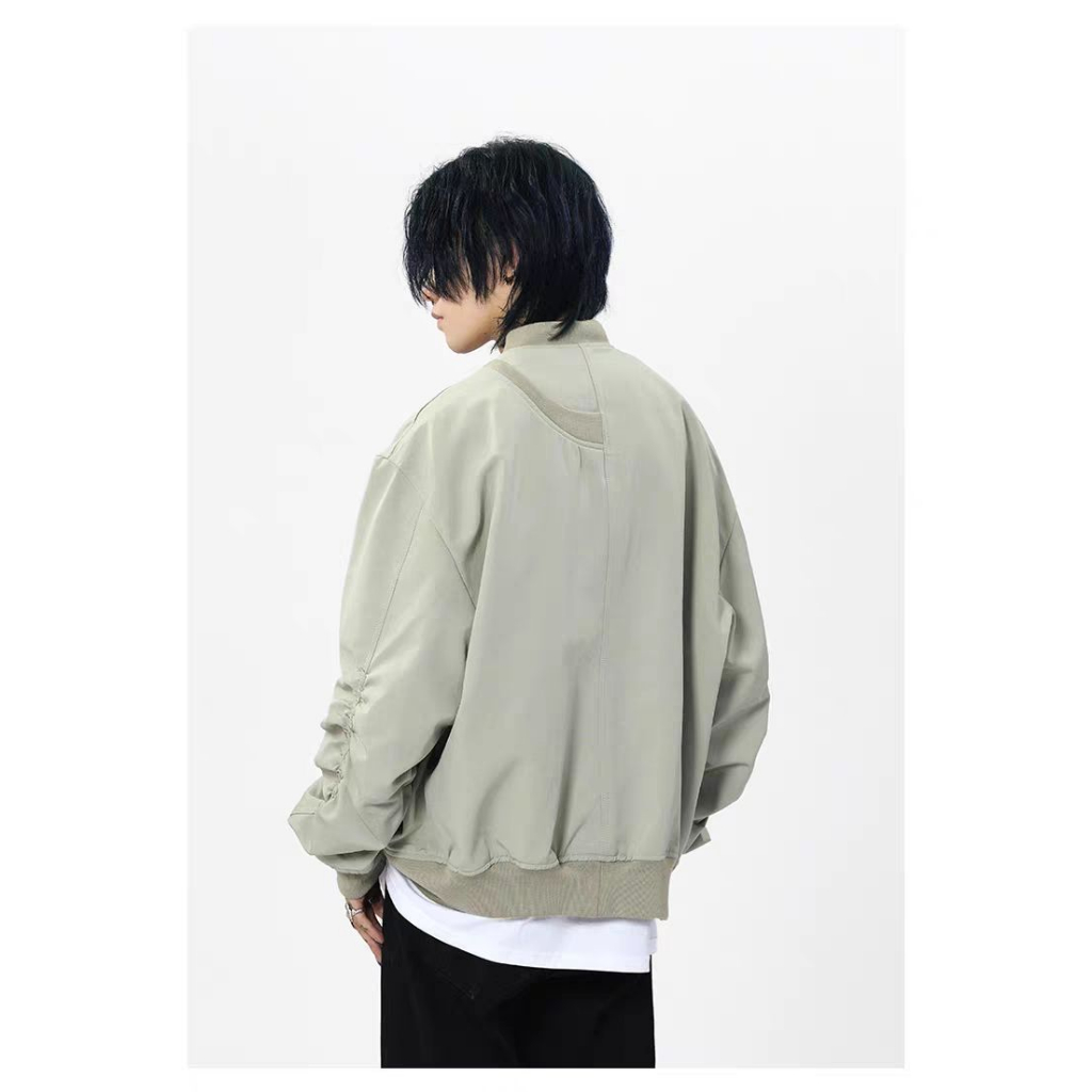 Áo khoác EERSHENSHI đồng phục bóng chày tay dài màu trơn đơn giản dễ phối đồ thời trang Hàn Quốc cho nam