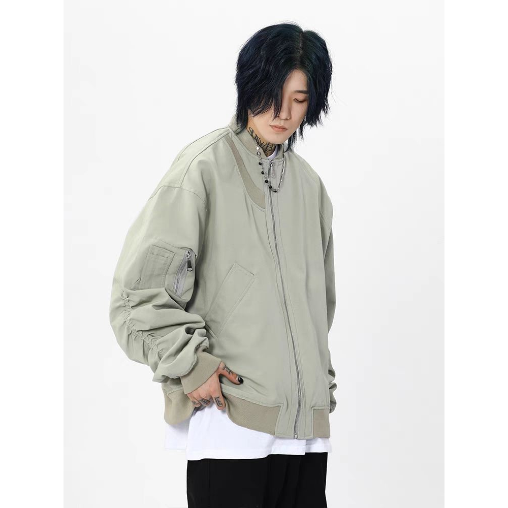 Áo khoác EERSHENSHI đồng phục bóng chày tay dài màu trơn đơn giản dễ phối đồ thời trang Hàn Quốc cho nam