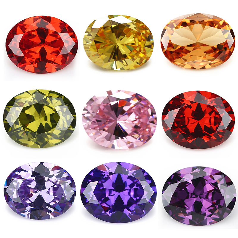 Đá oval Màu Hồng / Xanh Lá / Vàng / Sâm Panh / Sâm Panh / Sâm Panh Kích Thước 4X6~8x10mm 5a Dùng Làm Trang Sức