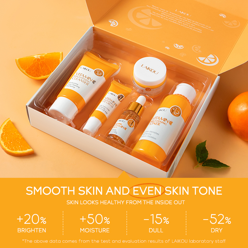 Set 5 mỹ phẩm chăm sóc da LAIKOU vitamin C mềm mịn làm sáng da chống lão hóa