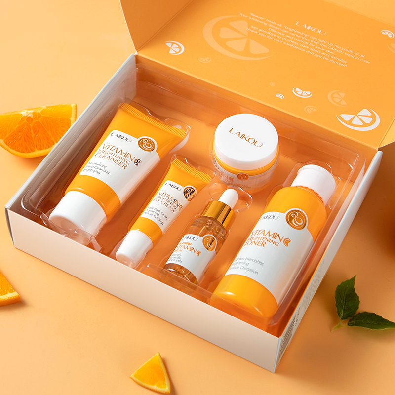 Set 5 mỹ phẩm chăm sóc da LAIKOU vitamin C mềm mịn làm sáng da chống lão hóa